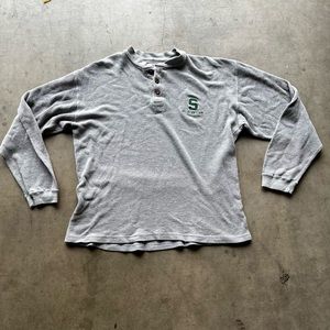 Vintage Michigan State Long Sleeve Henley Up SIZE MEDIUM